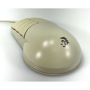 Vintage Packard Bell #MUSBJL Off-White Mechanical Ball Wired Mouse Tested